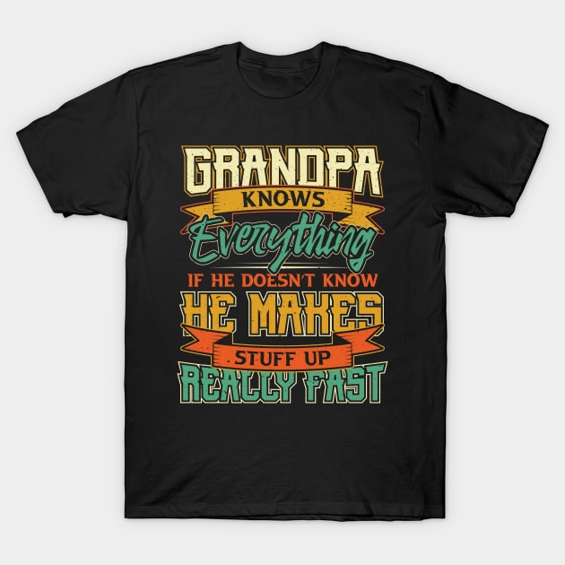 Grandpa Fathers Day Grandpa Knows Everything T-Shirt by aneisha